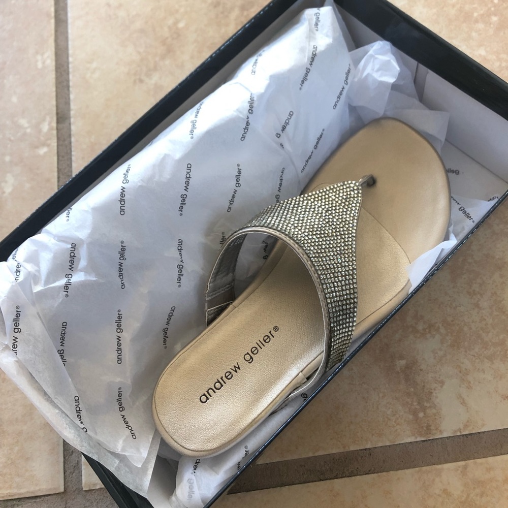 Andrew Geller silver studded sandals